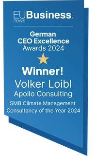 Award-Badge Beste Klimaberatung 2024, German CEO Excellence Award