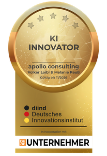 Siegel KI-Innovator für apollo consulting, Volker Loibl und Melanie Reuß